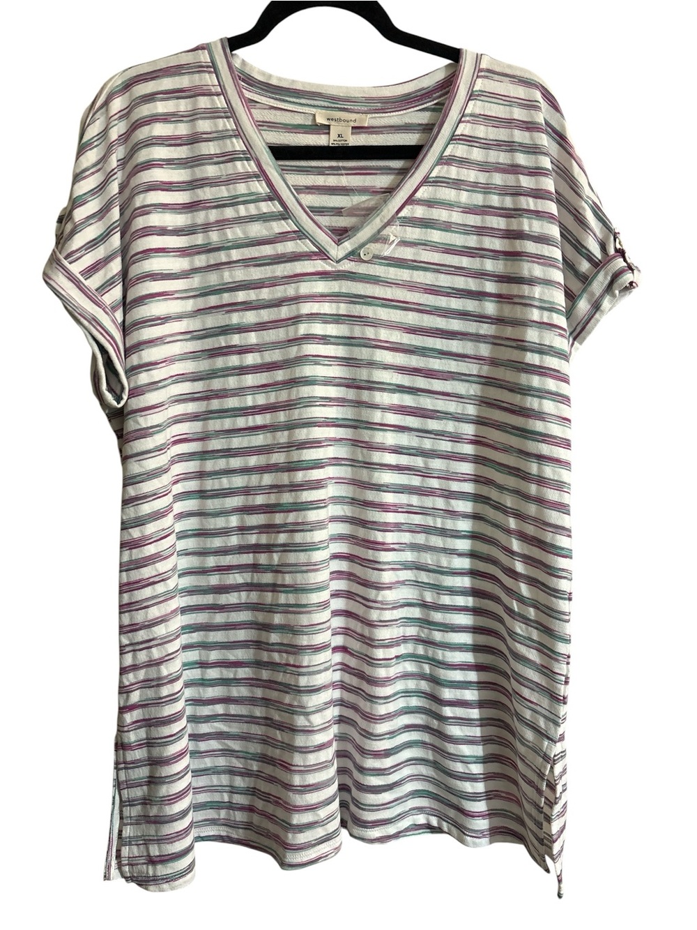 Westbound Striped V-neck Tee - Picture 2 of 5